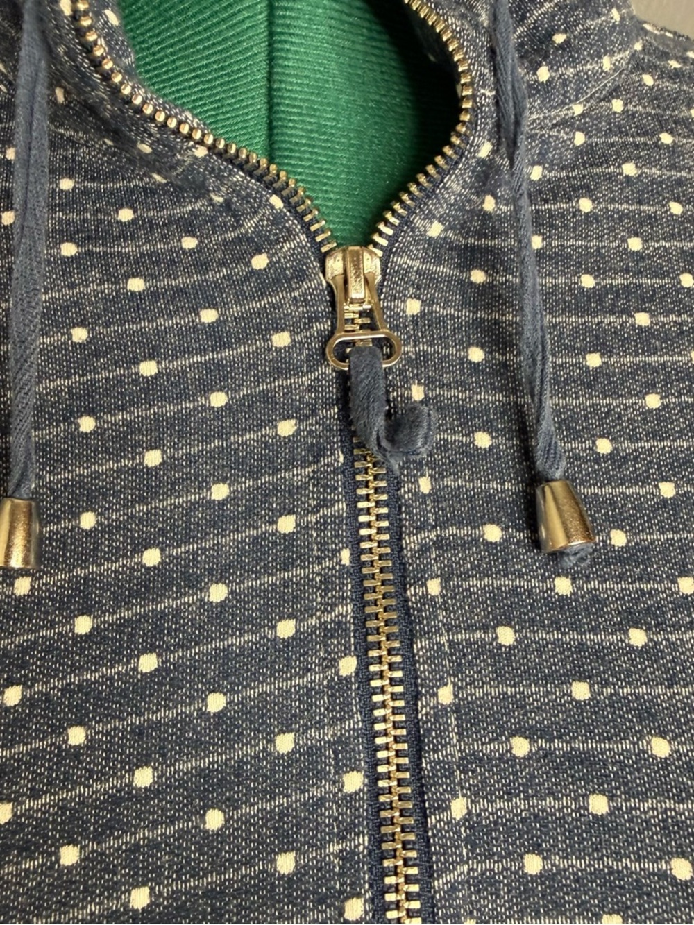 Chico’s Zip Up Jacket Women’s M Blue Polka Dot Lightweight Casual Layer - Picture 8 of 11